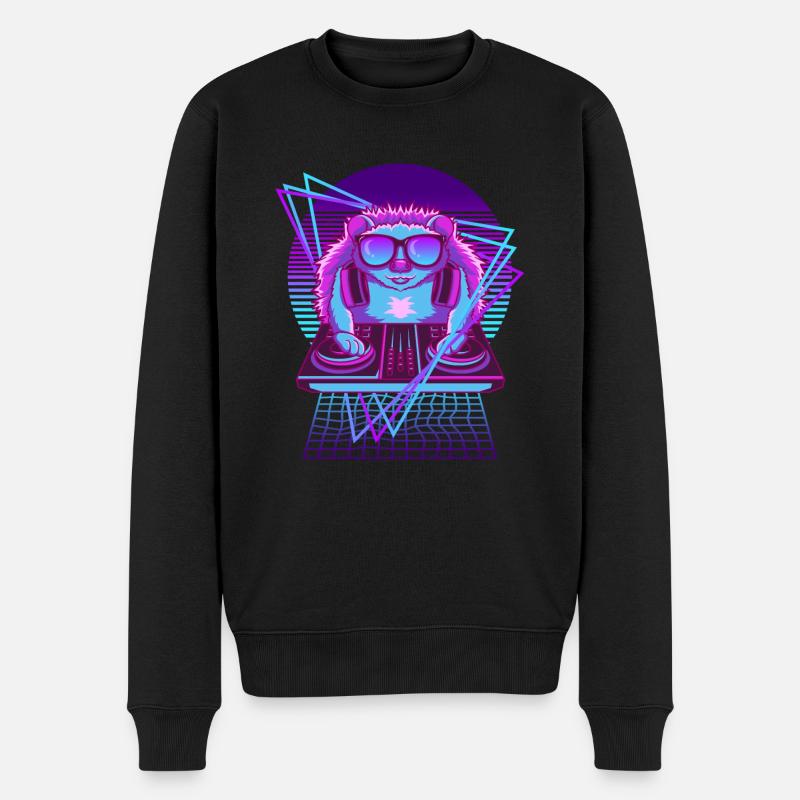 Vaporwave Hedgehog DJ Pult Hedgehog - Männer Premium Bio Pullover - Schwarz