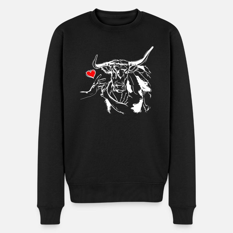Kuh Liebe Rinder High Five - Männer Premium Bio Pullover - Schwarz