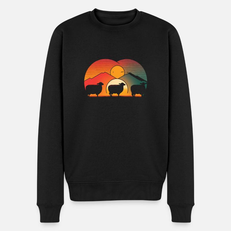 Schafe Lieben Den Sonnenuntergang - Männer Premium Bio Pullover - Schwarz