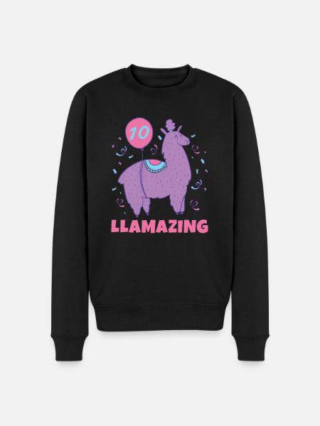 Llama Gift Llama Lover Gift - Men's Premium Organic Jumper - black