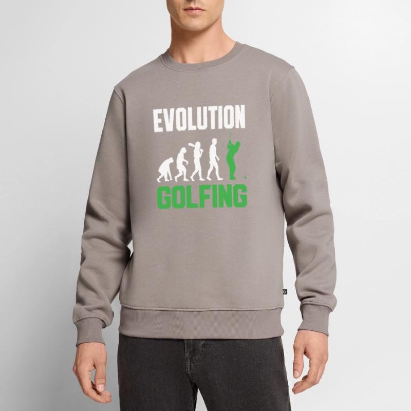 Golf Evolution From Monkey To Men Golfing Men's Premium Organic Jumper
