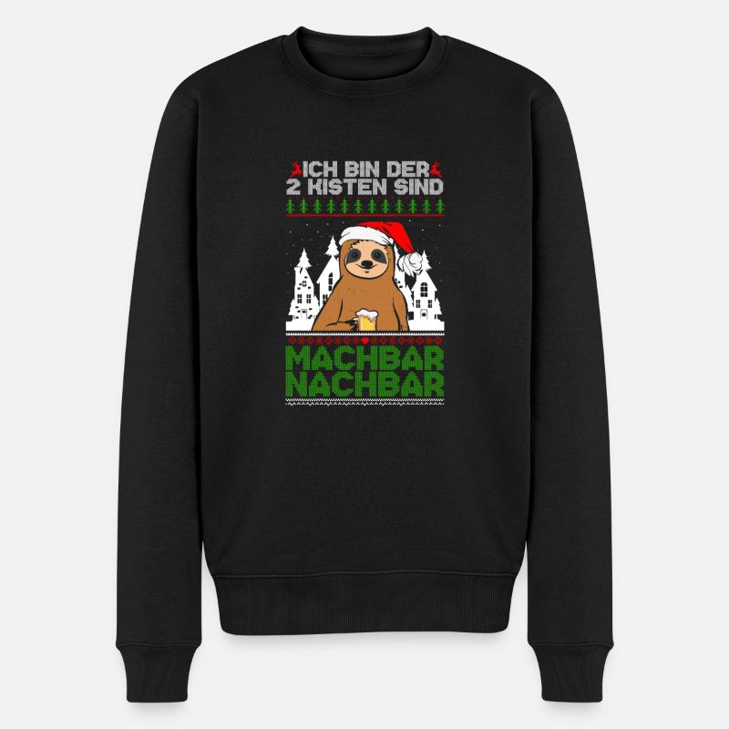 2 Kisten sind machbar Nachbar Faultier Weihnachten - Männer Premium Bio Pullover - Schwarz