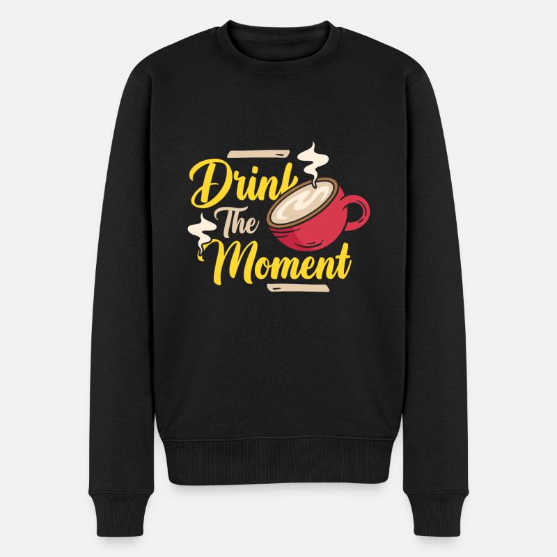 Drink the Moment Coffee - Männer Premium Bio Pullover - Schwarz