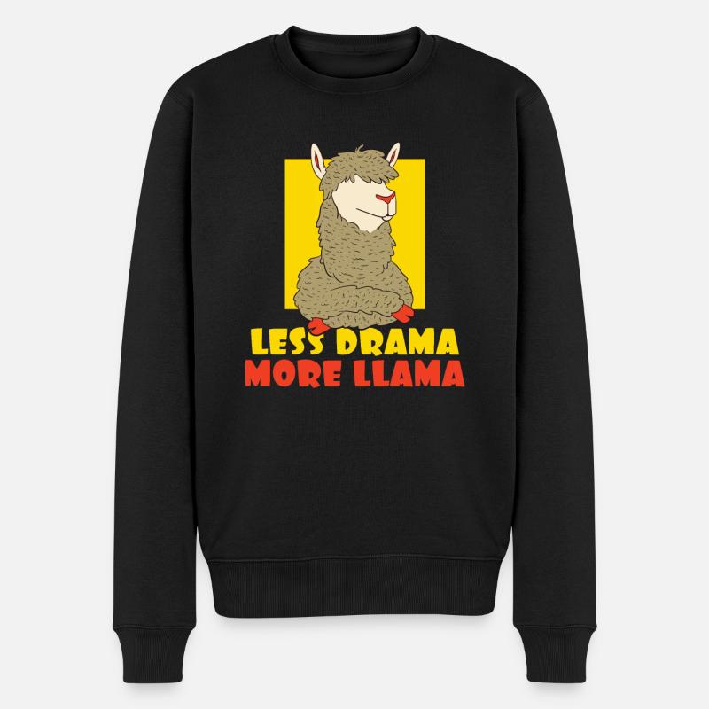 Llama Gift Llama Lover Gift - Men's Premium Organic Jumper - black