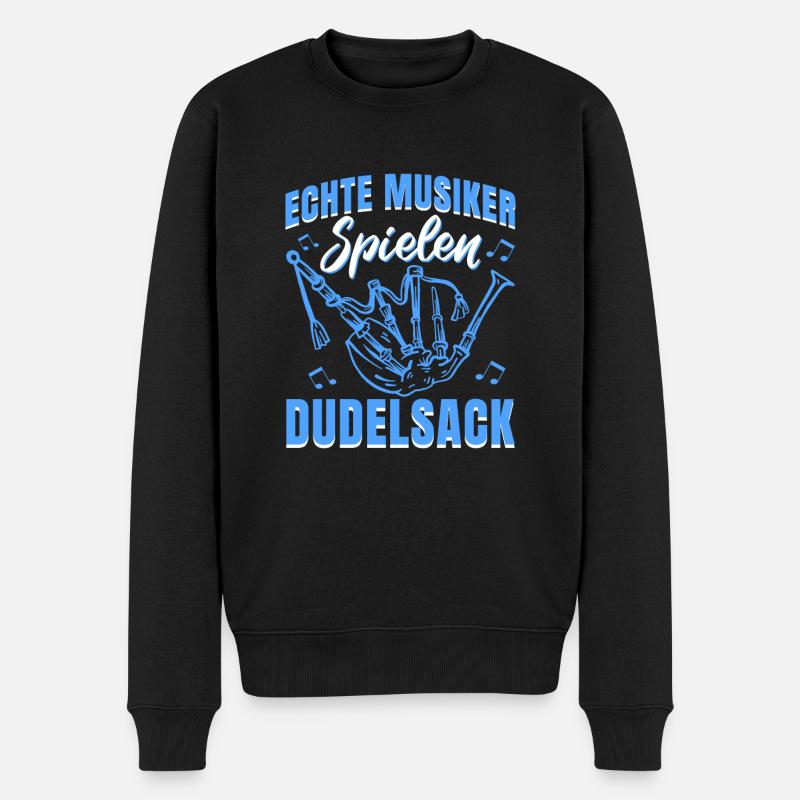 Dudelsackspieler Echte Musiker spielen Dudelsack - Männer Premium Bio Pullover - Schwarz