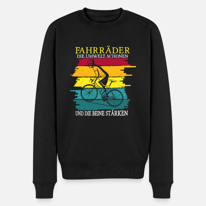 Cooles Mountainbiker Biker Fahrrad Motiv - Männer Premium Bio Pullover - Schwarz