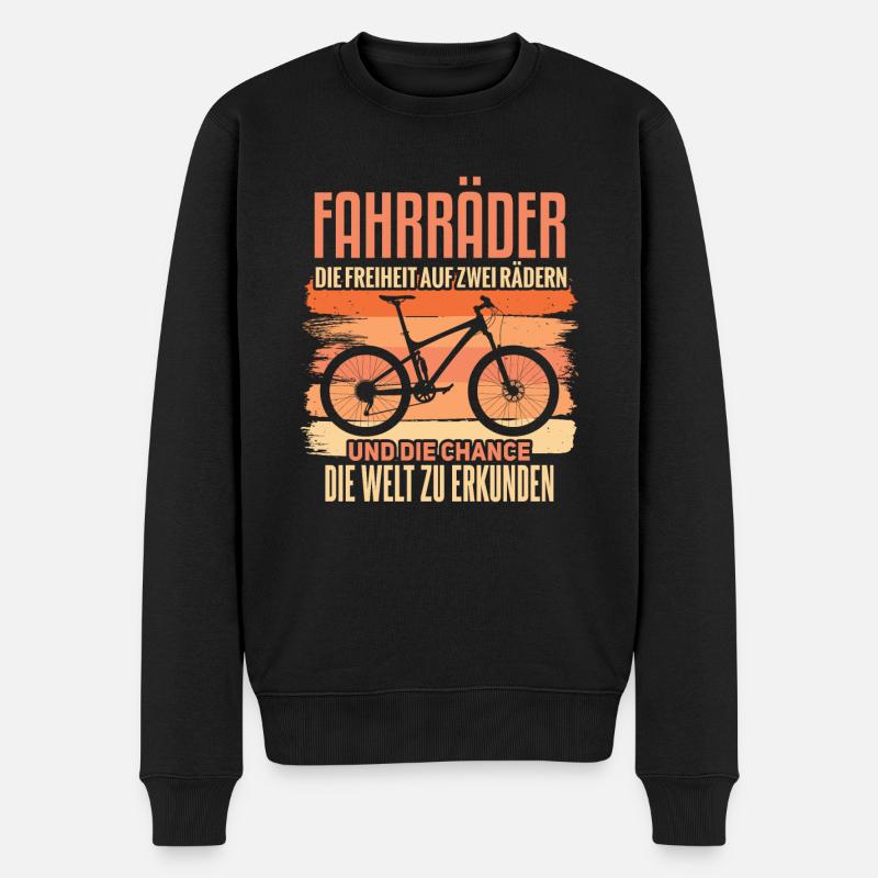 Cooles Mountainbiker Biker Fahrrad Motiv - Männer Premium Bio Pullover - Schwarz