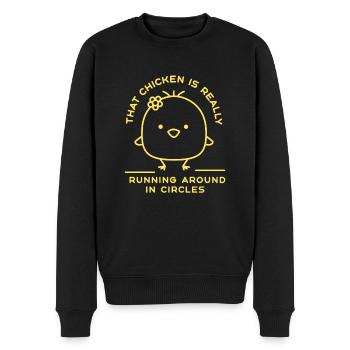Ce poulet court vraiment partout dans le poulet - Pull Premium bio Homme - noir - Devant - Nico (187cm)