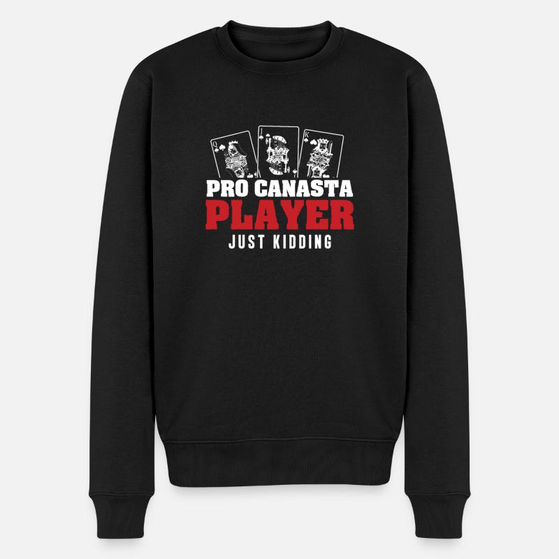Lustiger Canasta-Profi-Spieler, der nur für einen - Männer Premium Bio Pullover - Schwarz