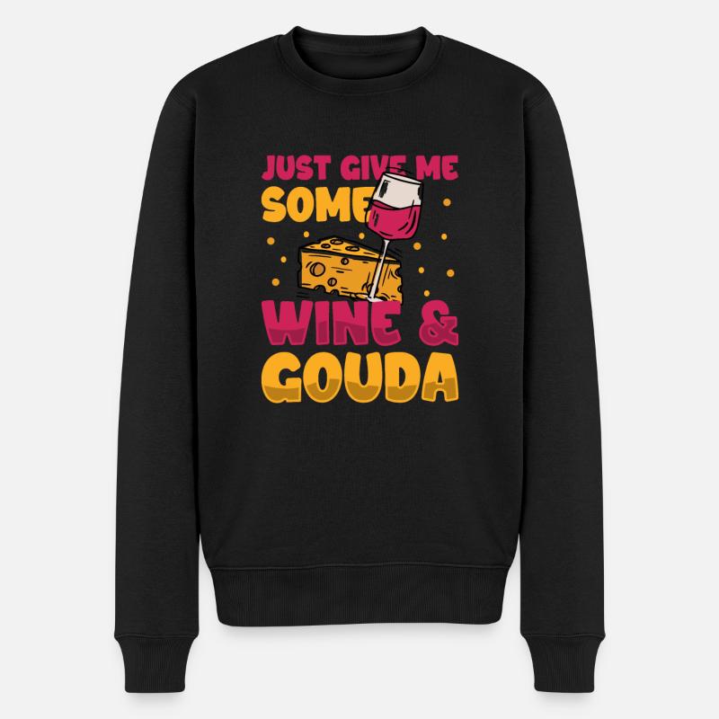 Fromage Gouda - Pull Premium bio Homme - noir
