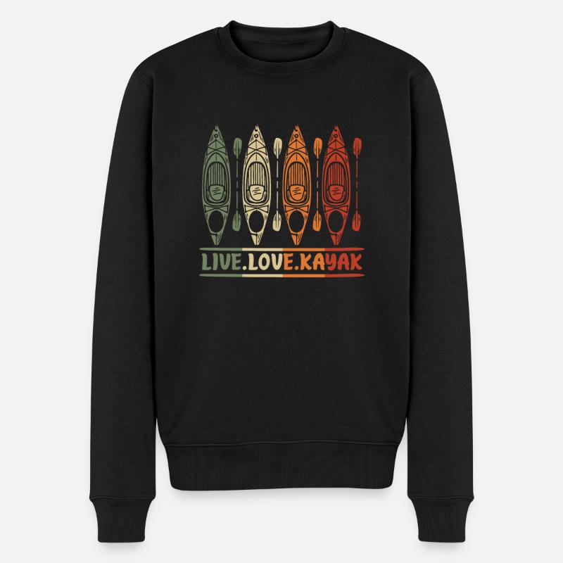 Live Love Kajak - Männer Premium Bio Pullover - Schwarz