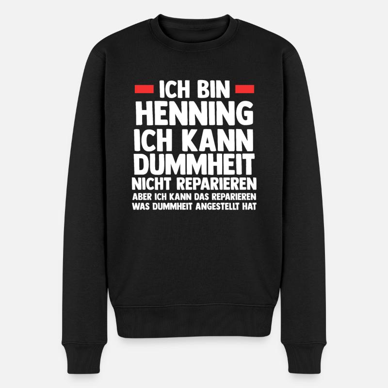 Henning - Männer Premium Bio Pullover - Schwarz