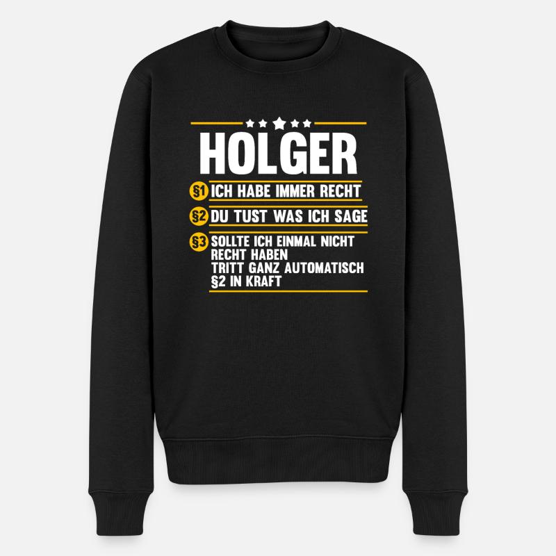 Holger - Männer Premium Bio Pullover - Schwarz