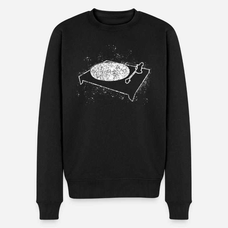 Schallplatte Plattenspieler - Männer Premium Bio Pullover - Schwarz