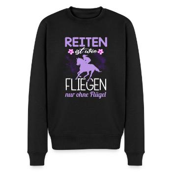 Süßes Pferde Pferdespruch Motiv - Männer Premium Bio Pullover - Schwarz - Vorne - Nico (187cm)