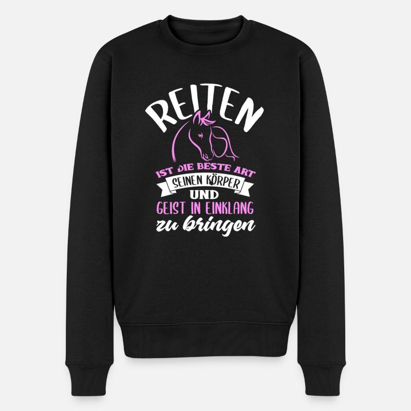 Süßes Pferde Pferdespruch Motiv - Männer Premium Bio Pullover - Schwarz