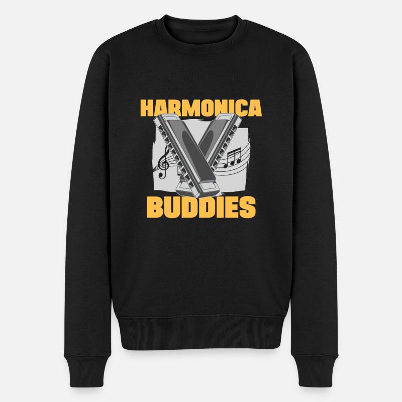 Harmonica Buddies Harmonicist Gift Idea - Men's Premium Organic Jumper - black