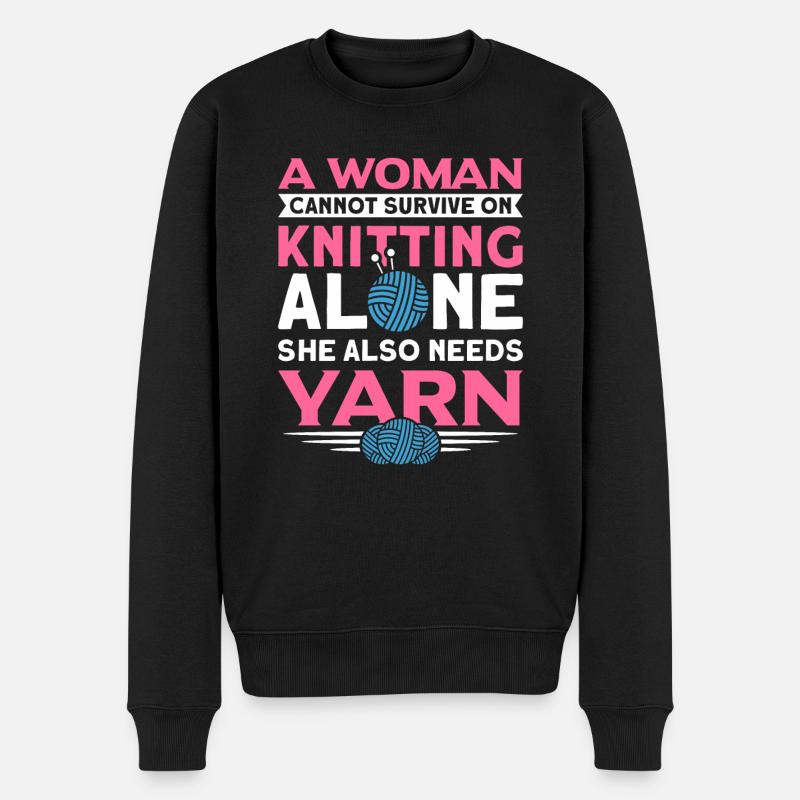 Handarbeit Stricken lustiger Strick Spruch - Männer Premium Bio Pullover - Schwarz