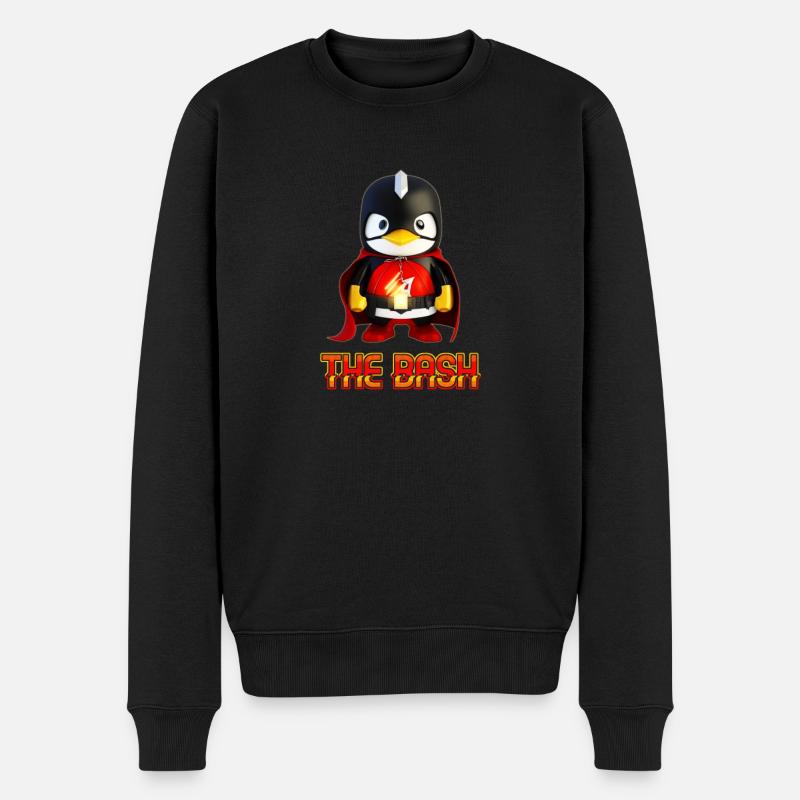 The Bash Penguin Superhero for Linux Coder and - Männer Premium Bio Pullover - Schwarz