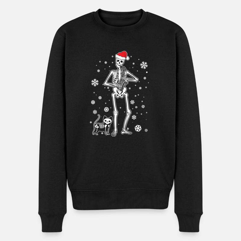 Squelette Saxophone Cat - Pull Premium bio Homme - noir