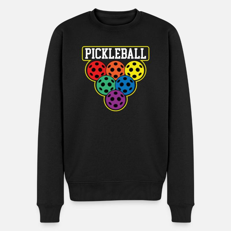 Bunte Pickleball Bälle - Männer Premium Bio Pullover - Schwarz