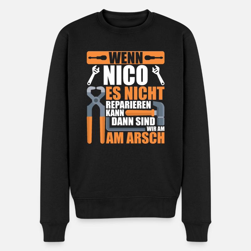 Vorname Nico Name Geburtstag Geschenk - Männer Premium Bio Pullover - Schwarz