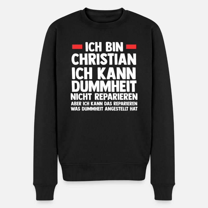 Christian - Männer Premium Bio Pullover - Schwarz