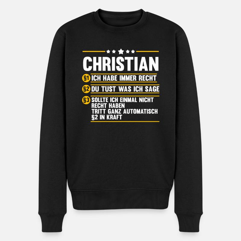 Christian - Männer Premium Bio Pullover - Schwarz