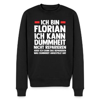 Florian - Männer Premium Bio Pullover - Schwarz - Vorne - Nico (187cm)