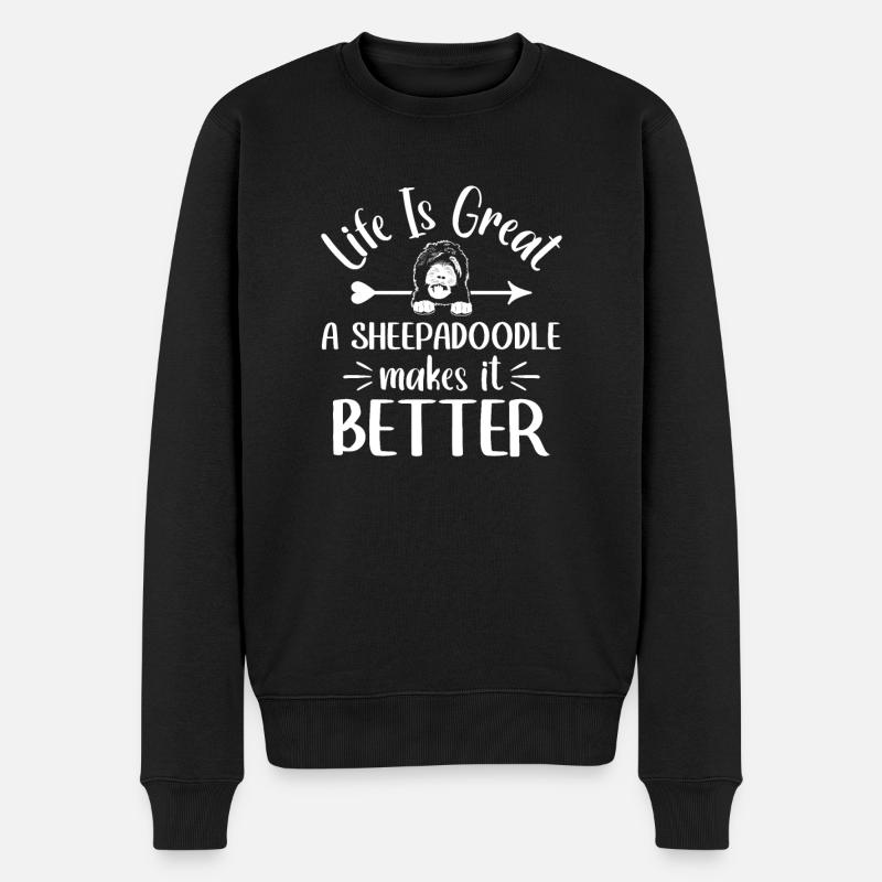 Sheepadoodle Doodle Hund - Männer Premium Bio Pullover - Schwarz