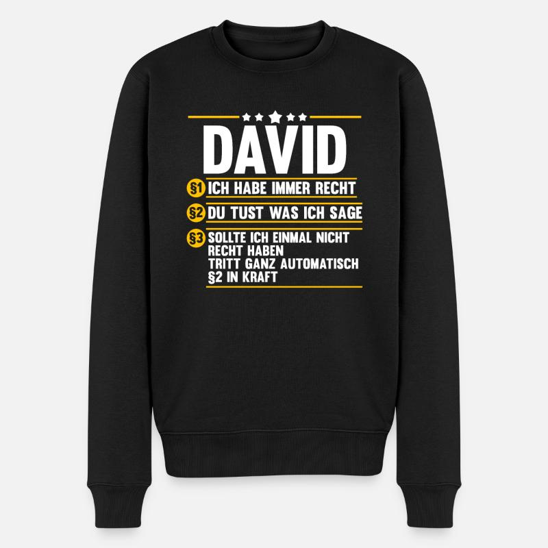 David - Männer Premium Bio Pullover - Schwarz