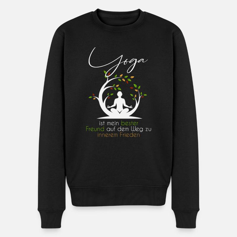 Lustiges Yoga Training Spruch Motiv - Männer Premium Bio Pullover - Schwarz