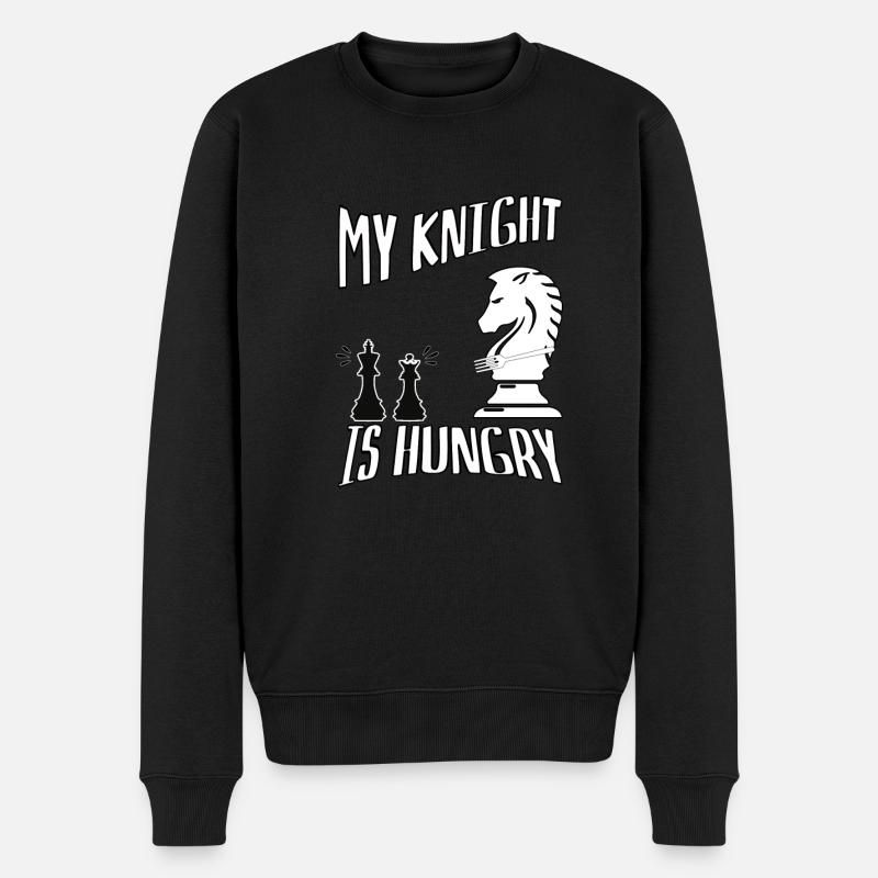 MY KNIGHT IS HUNGRY - Männer Premium Bio Pullover - Schwarz
