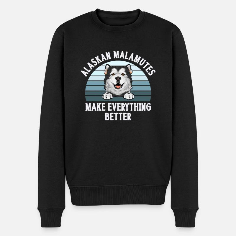 Alaskan Malamute Hund - Männer Premium Bio Pullover - Schwarz
