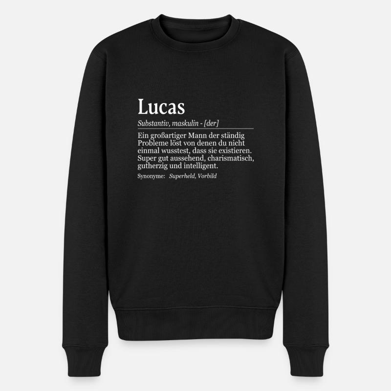 Lucas Definition Namenstag Geburtstag Name - Männer Premium Bio Pullover - Schwarz