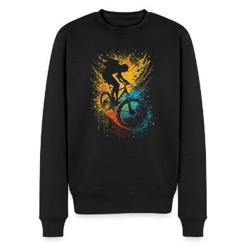 Helle & Mutige Fahrradkunst - Männer Premium Bio Pullover - Schwarz - Vorne - Nico (187cm)