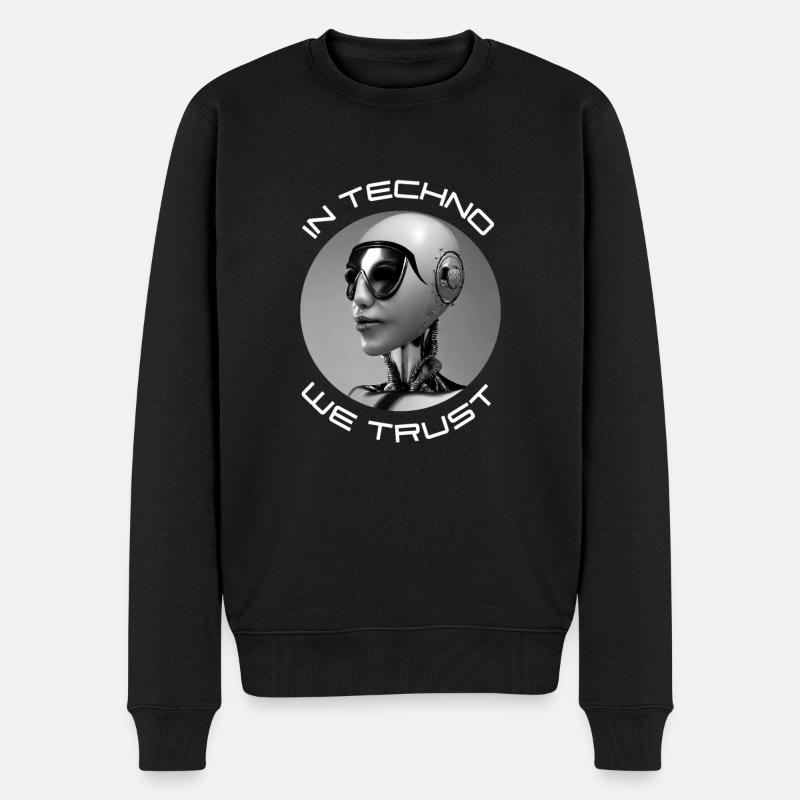 In Techno vertrauen wir - Männer Premium Bio Pullover - Schwarz