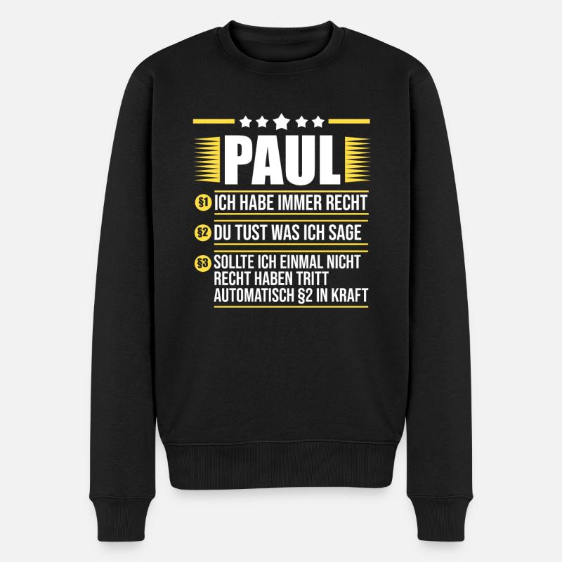 Paul - Männer Premium Bio Pullover - Schwarz