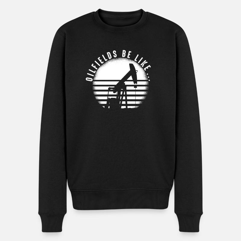 Ölfeld Bohrinsel - Männer Premium Bio Pullover - Schwarz