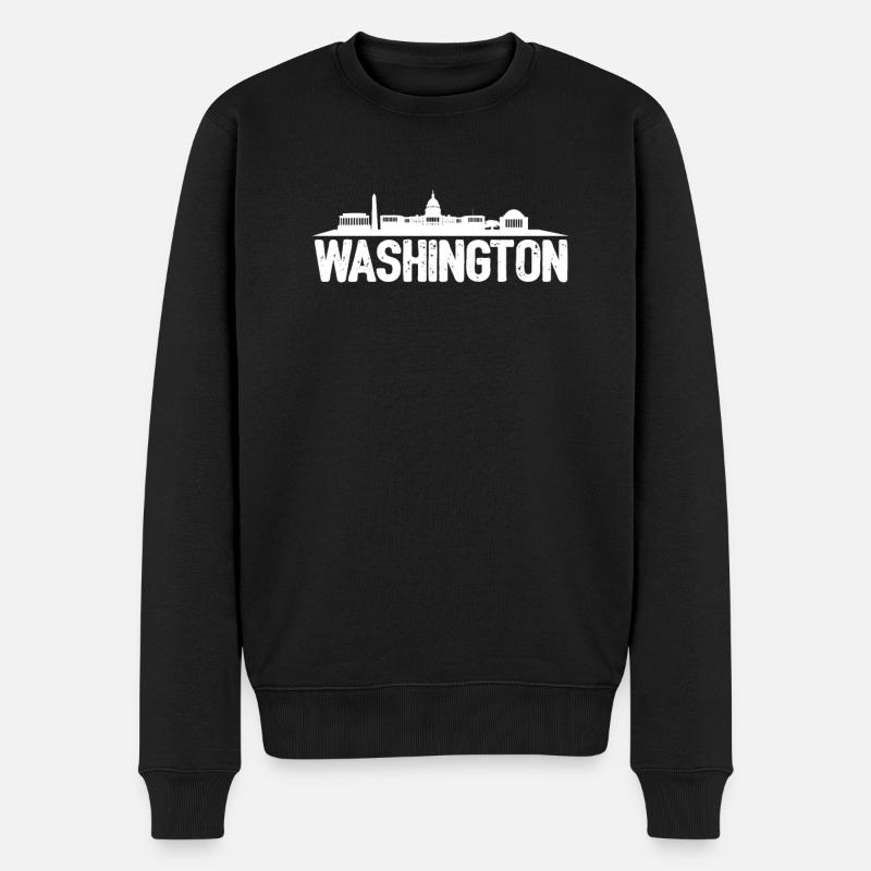 Washington Skyline - Männer Premium Bio Pullover - Schwarz