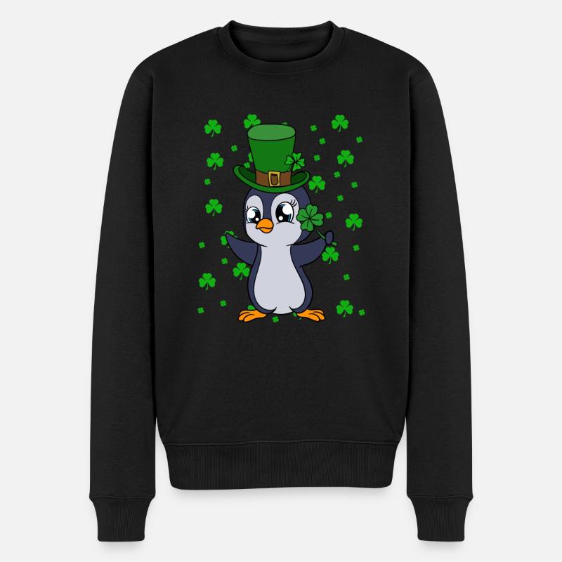 Manchot mignon Trèfle Saint-Patrick Pingouin - Pull Premium bio Homme - noir