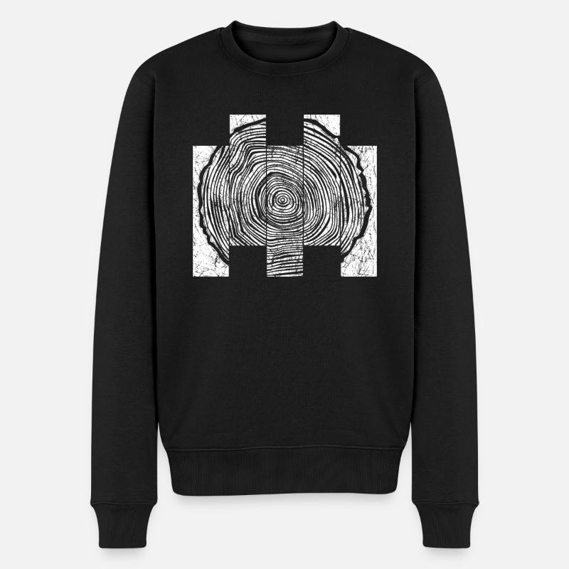 Holz Holzfäller Baumscheibe Schreiner - Männer Premium Bio Pullover - Schwarz