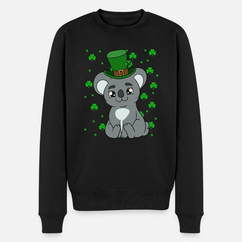 Mignon koala avec chapeau Saint-Patrick - Pull Premium bio Homme - noir
