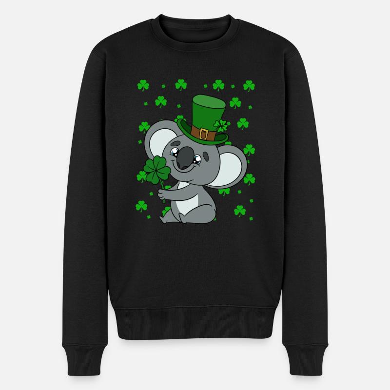 Mignon koala avec chapeau Saint-Patrick - Pull Premium bio Homme - noir