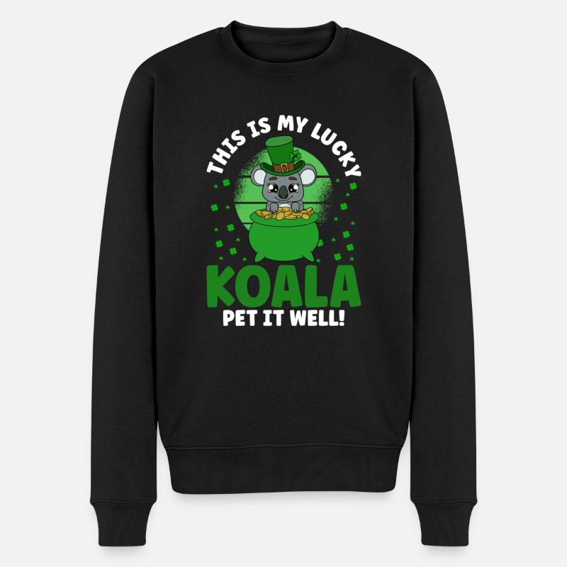 Mignon koala avec chapeau Saint-Patrick - Pull Premium bio Homme - noir