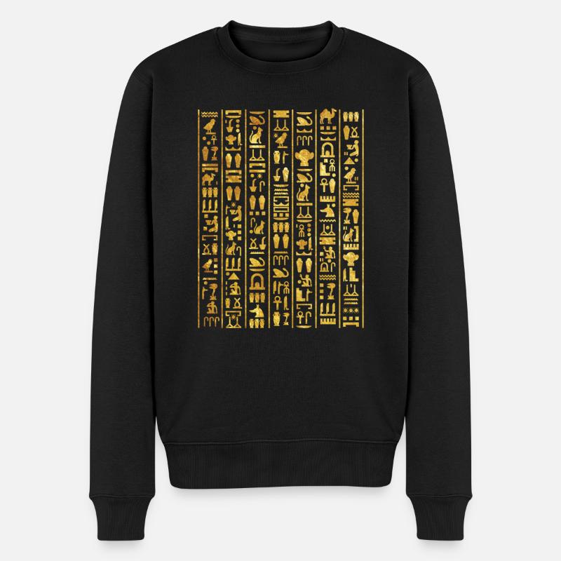 Egyptian Hieroglyphics For Archeologist - Männer Premium Bio Pullover - Schwarz
