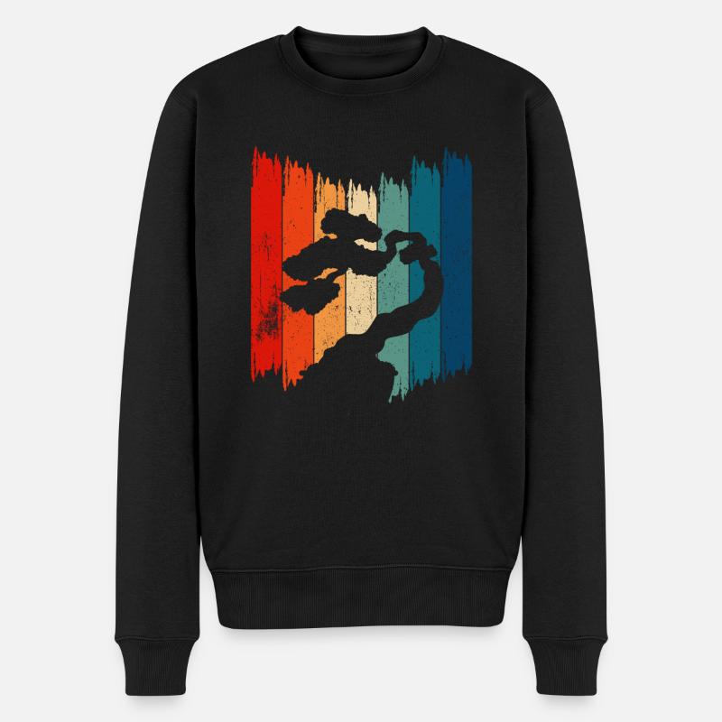 Vintage Bonsai Retro Bonsai Baum - Männer Premium Bio Pullover - Schwarz