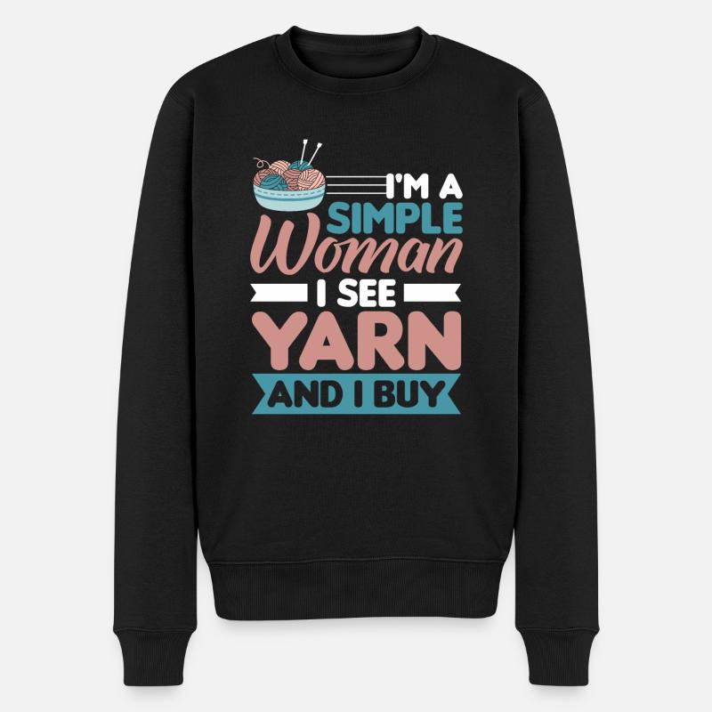 Handarbeit Stricken lustiger Strick Spruch - Männer Premium Bio Pullover - Schwarz