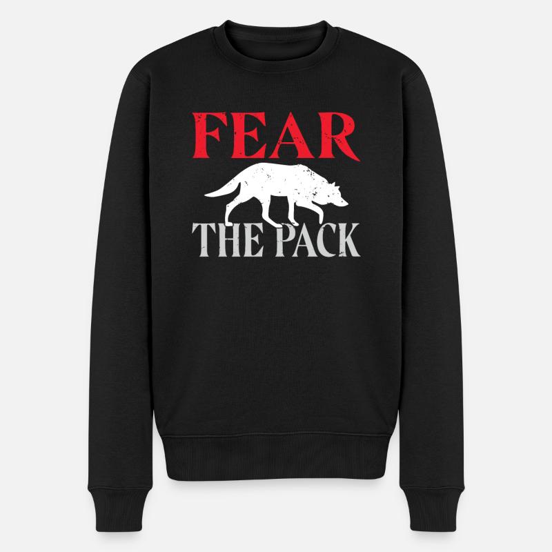 Wolf Geschenke Wolf Liebhaber - Männer Premium Bio Pullover - Schwarz