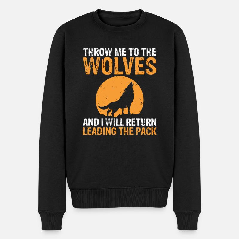 Wolf Geschenke Wolf Liebhaber - Männer Premium Bio Pullover - Schwarz
